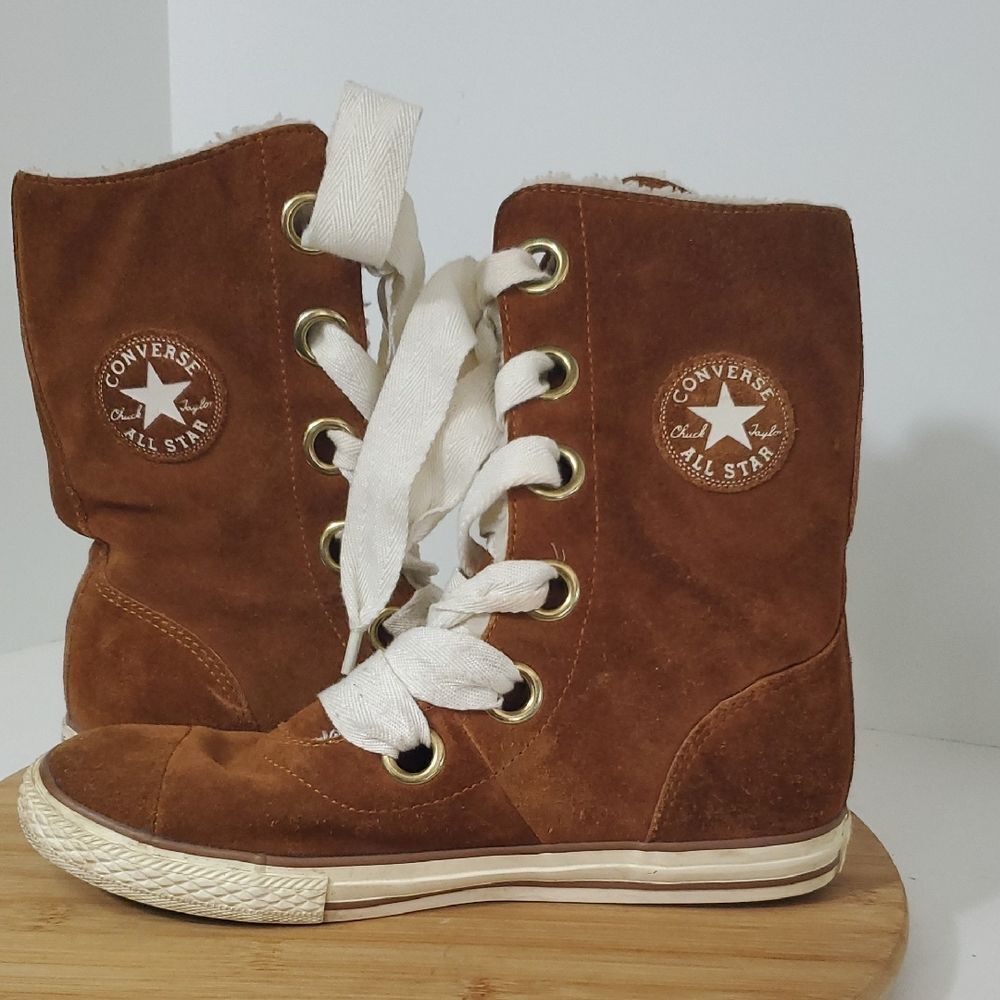 Converse Brown Suede High-Top Lace Boot Sneakers Women's Size 9